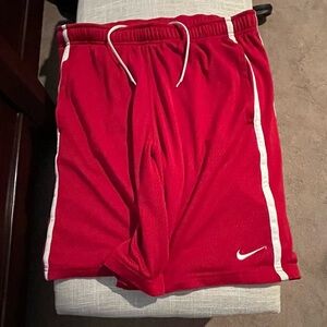 Nike Red Athletic Shorts with White Accents